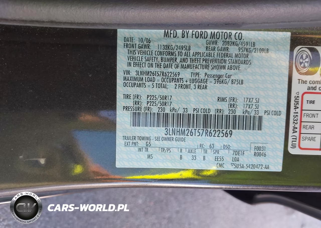 2007 Lincoln Mkz VIN:3LNHM26T57R622569 - 9