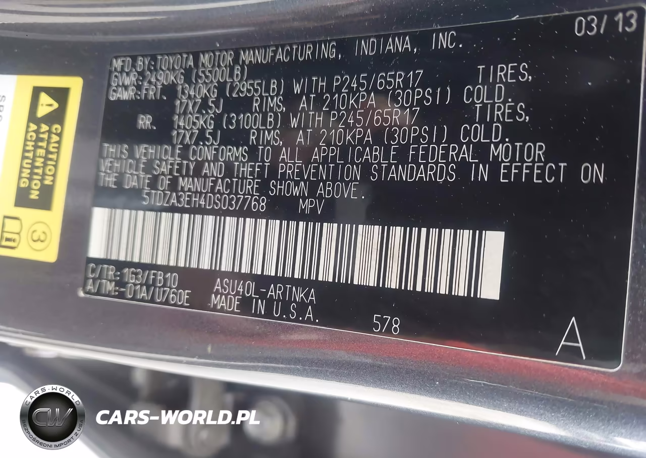 2013 Toyota Highlander VIN:5TDZA3EH4DS037768 - 9