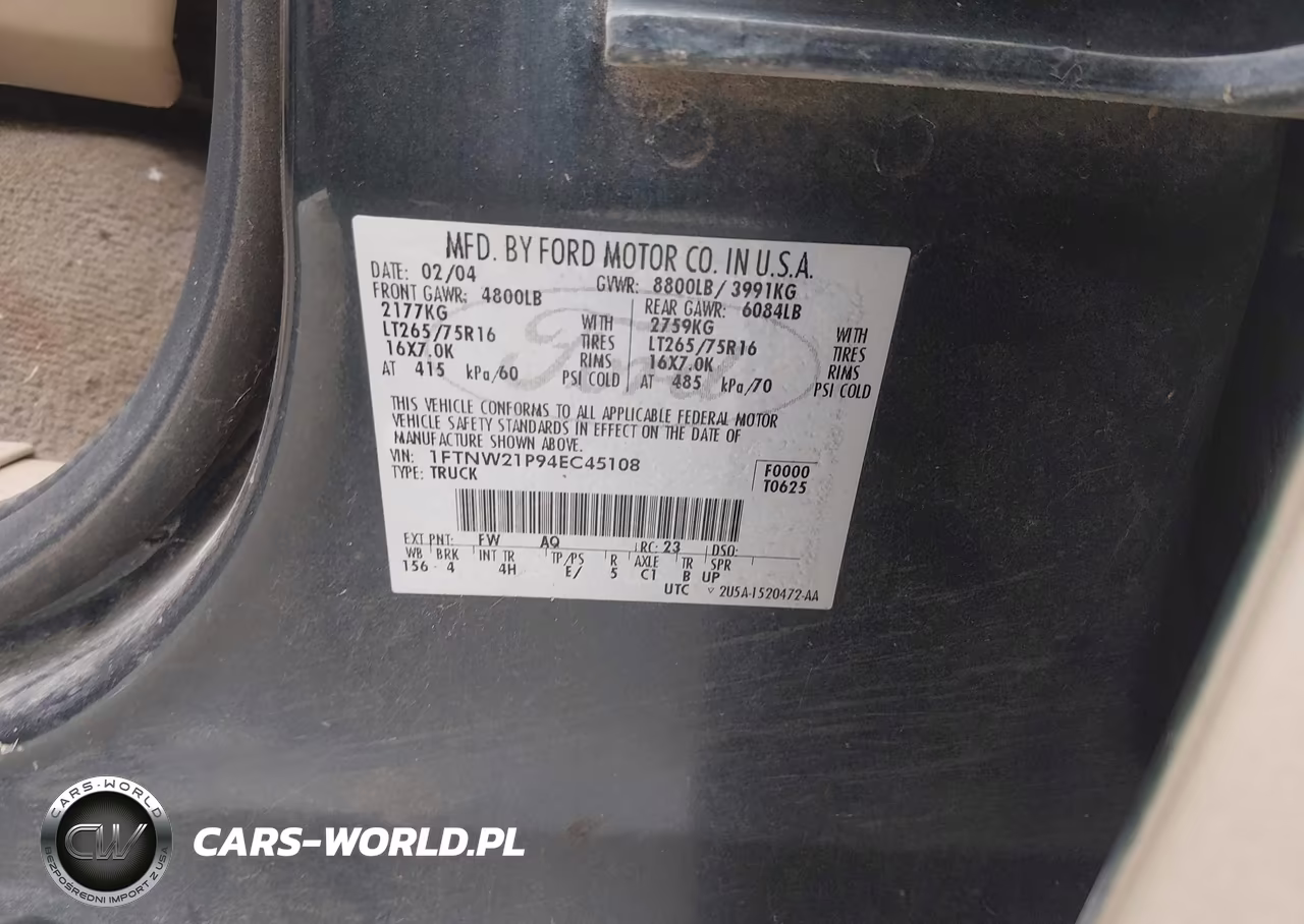 2004 Ford F-250 Lariat-Xl-Xlt VIN:1FTNW21P94EC45108 - 9