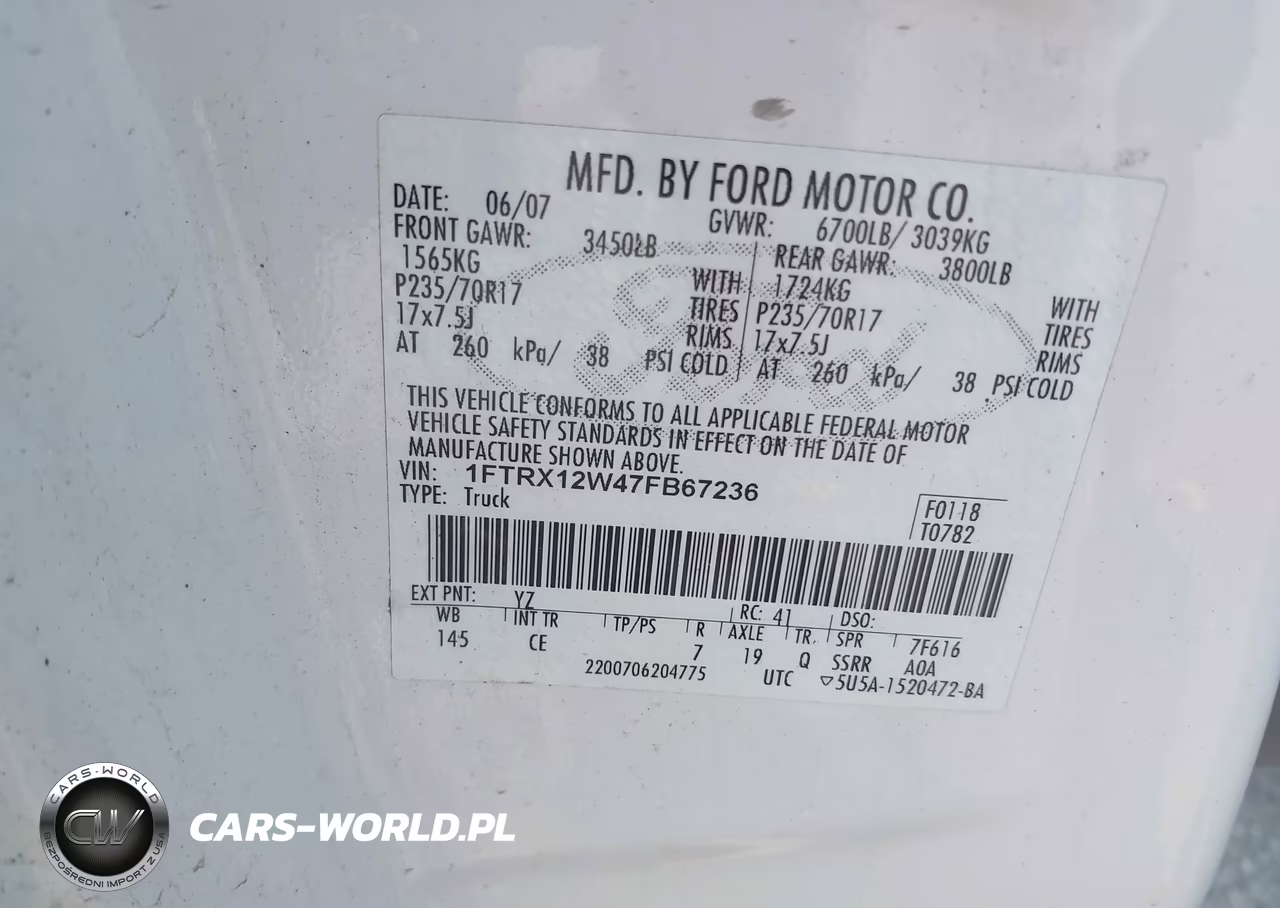 2007 Ford F-150 Stx-Xl-Xlt VIN:1FTRX12W47FB67236 - 9
