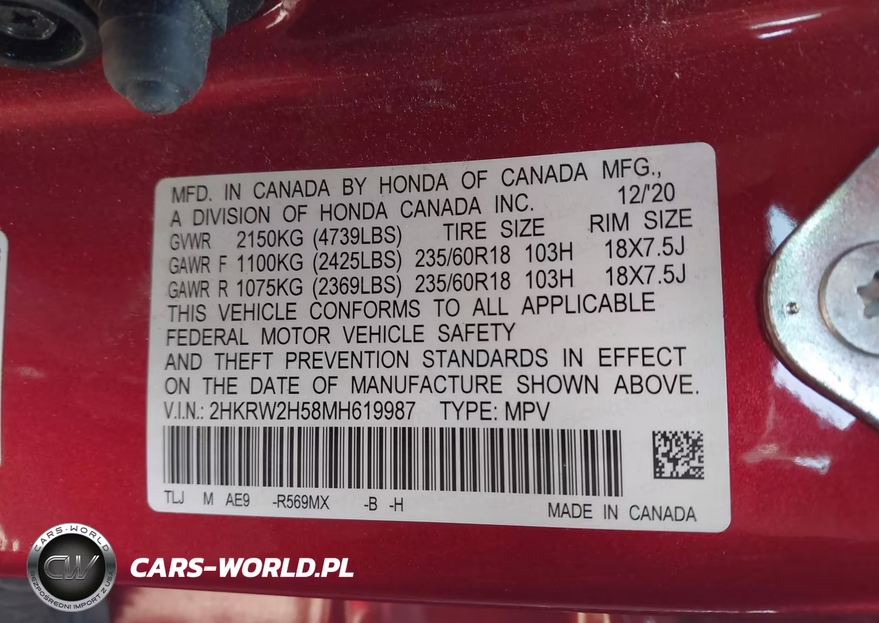 2021 Honda Cr-V Awd Ex VIN:2HKRW2H58MH619987 - 9