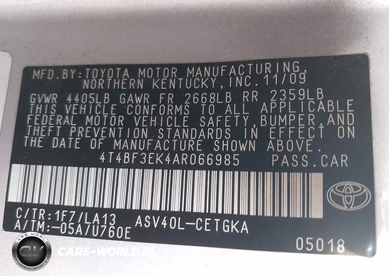 2010 Toyota Camry Xle VIN:4T4BF3EK4AR066985 - 9
