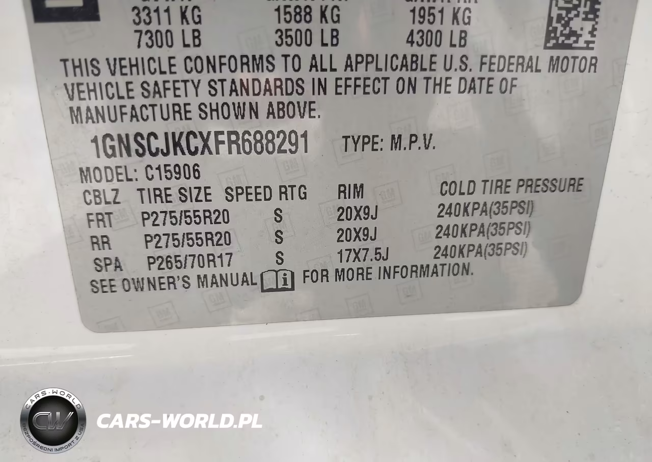 2015 Chevrolet Suburban Lt VIN:1GNSCJKCXFR688291 - 9