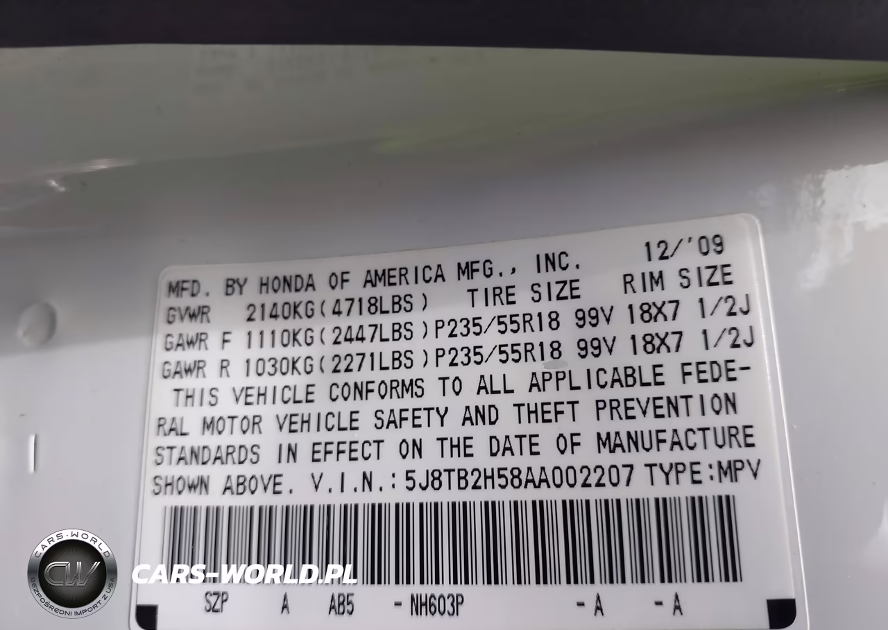 2010 Acura Rdx VIN:5J8TB2H58AA002207 - 9