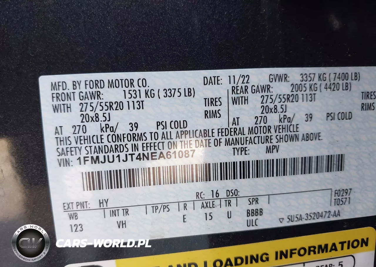 2022 Ford Expedition Xlt VIN:1FMJU1JT4NEA61087 - 9