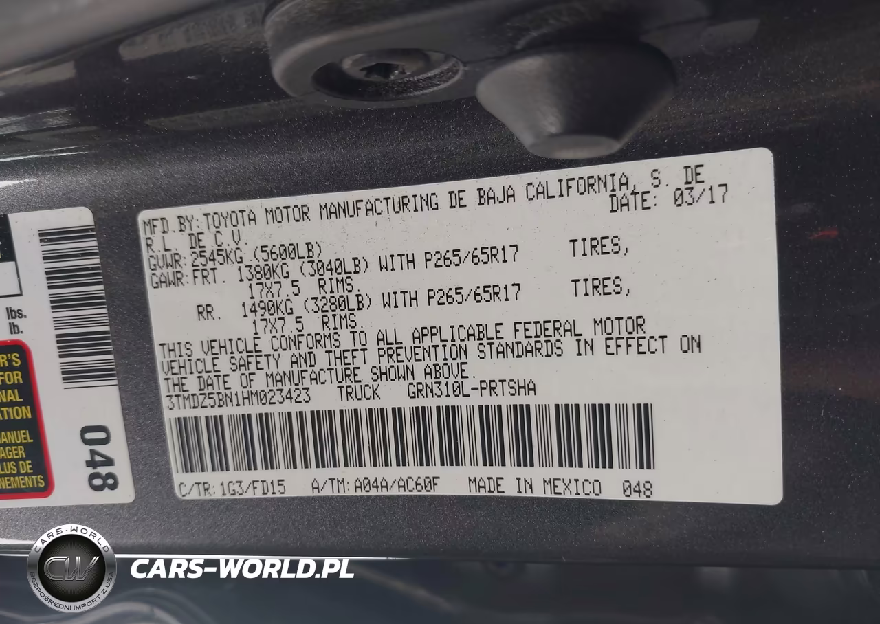 2017 Toyota Tacoma Trd Sport VIN:3TMDZ5BN1HM023423 - 9