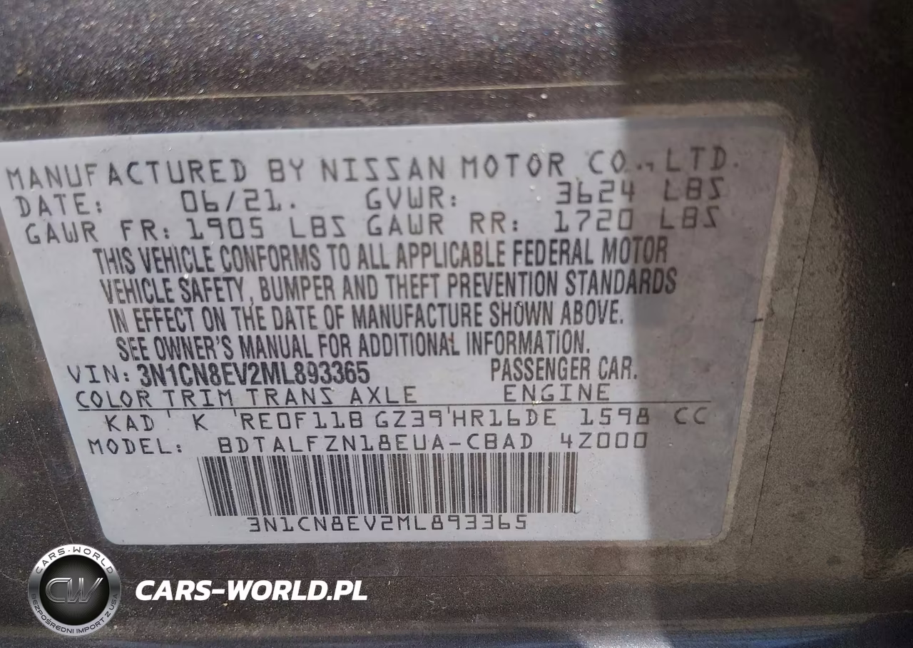 2021 Nissan Versa Sv Xtronic Cvt VIN:3N1CN8EV2ML893365 - 9