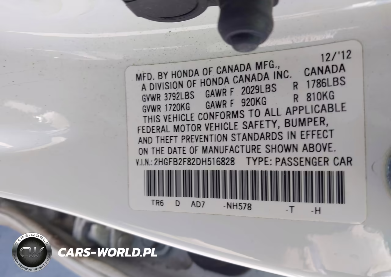 2013 Honda Civic Ex VIN:2HGFB2F82DH516828 - 9