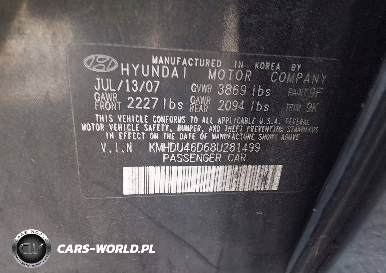 2008 Hyundai Elantra Gls-Se VIN:KMHDU46D68U281499 - 9