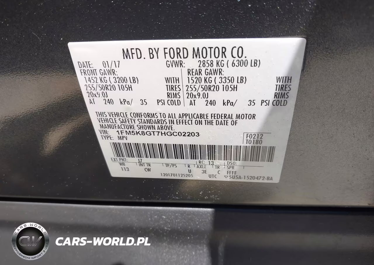 2017 Ford Explorer Sport VIN:1FM5K8GT7HGC02203 - 9