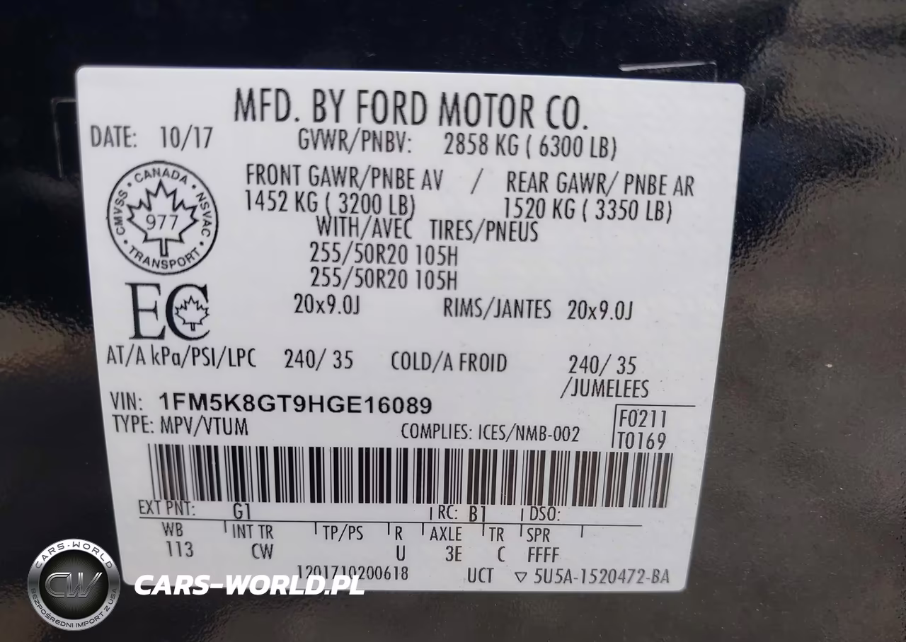 2017 Ford Explorer Sport VIN:1FM5K8GT9HGE16089 - 9