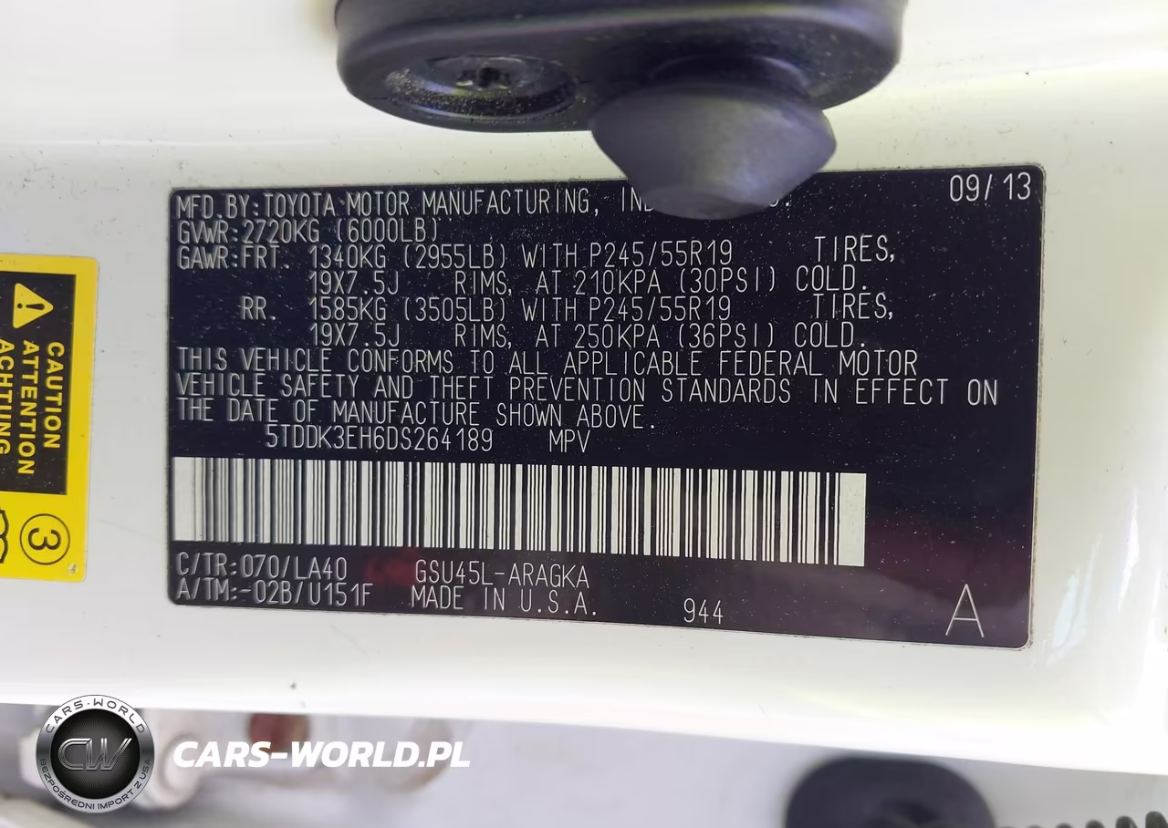 2013 Toyota Highlander Limited V6 VIN:5TDDK3EH6DS264189 - 9