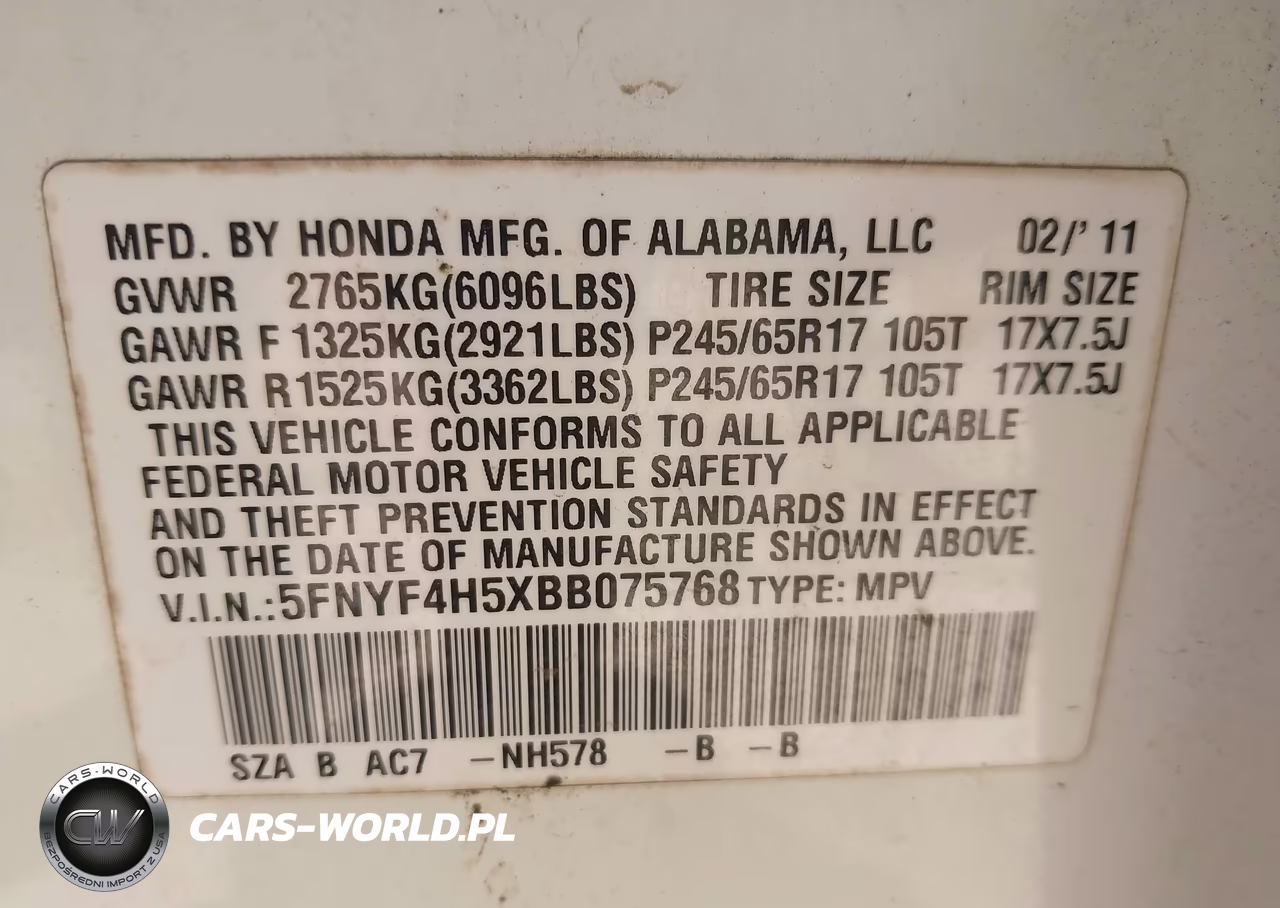 2011 Honda Pilot Ex-L VIN:5FNYF4H5XBB075768 - 9