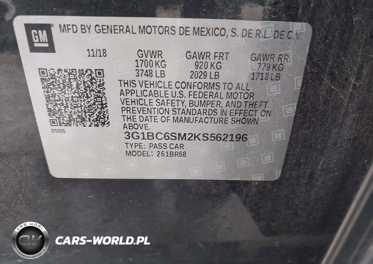 2019 Chevrolet Cruze Ls VIN:3G1BC6SM2KS562196 - 9