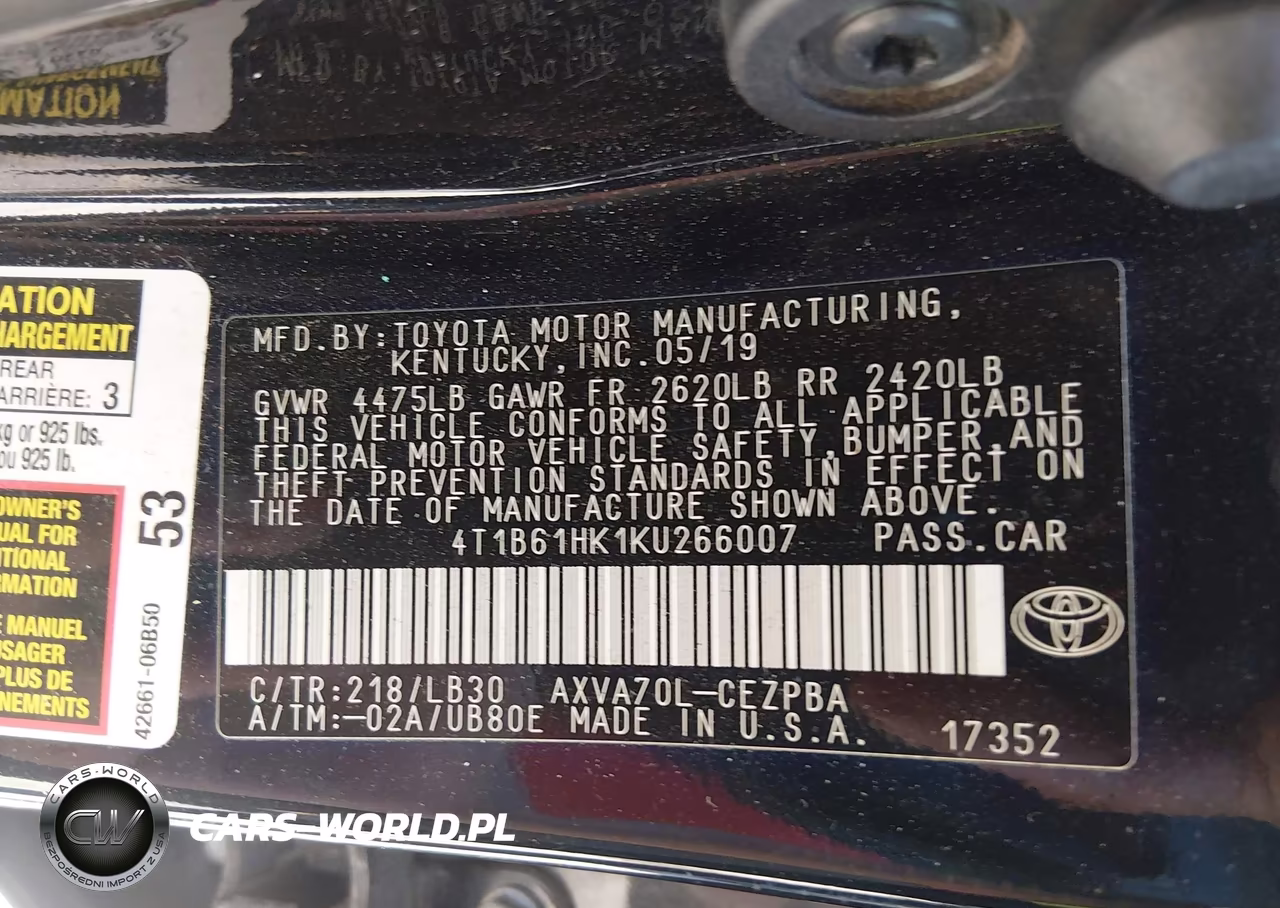 2019 Toyota Camry Xse VIN:4T1B61HK1KU266007 - 9