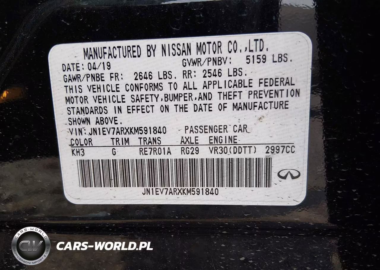 INFINITI Q50 LUXE VIN:JN1EV7ARXKM591840 - 9