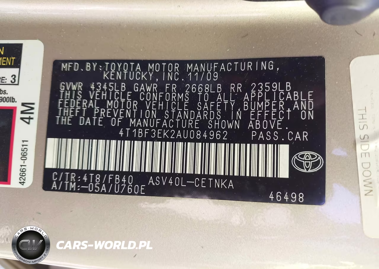 2010 Toyota Camry Le VIN:4T1BF3EK2AU084962 - 9