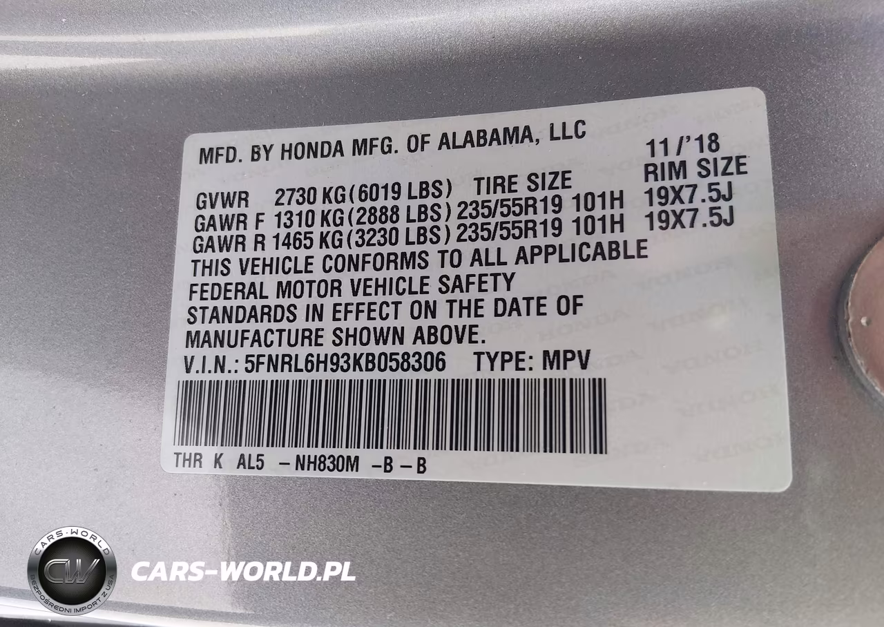 2019 Honda Odyssey Elite VIN:5FNRL6H93KB058306 - 9