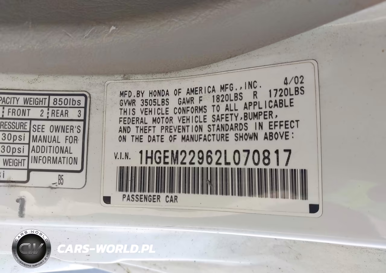2002 Honda Civic Ex VIN:1HGEM22962L070817 - 9