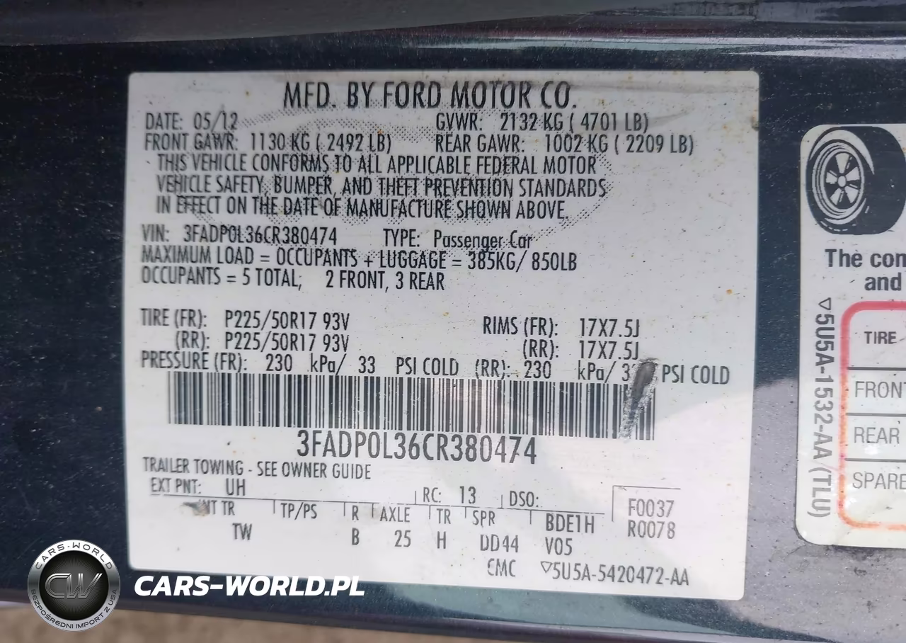 2012 Ford Fusion Hybrid VIN:3FADP0L36CR380474 - 9