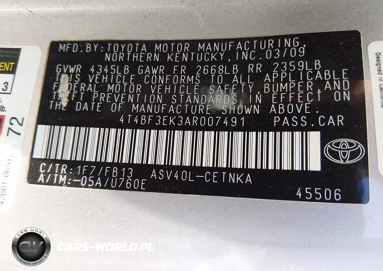 2010 Toyota Camry Le VIN:4T4BF3EK3AR007491 - 9