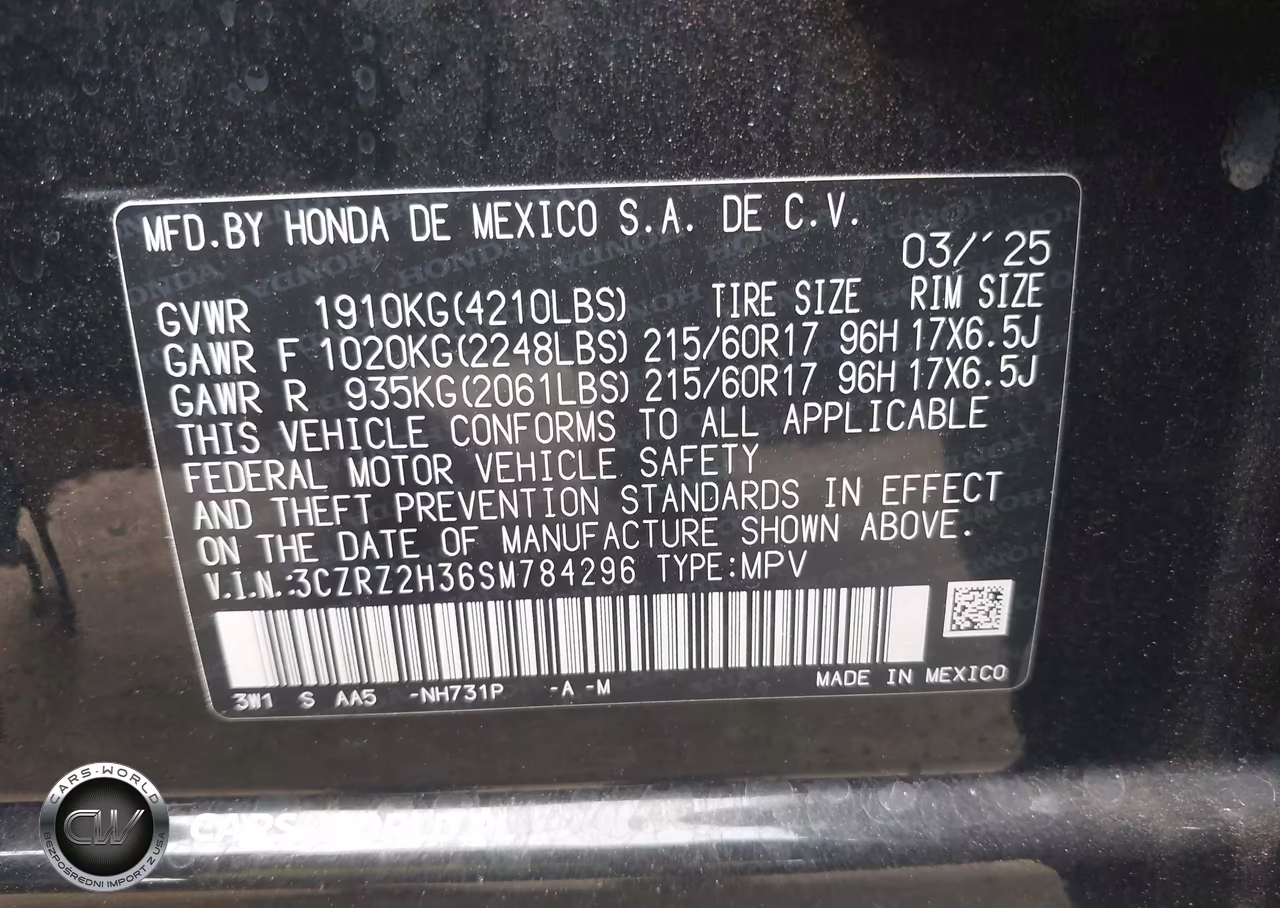 2025 Honda Hr-V Awd Lx VIN:3CZRZ2H36SM784296 - 9