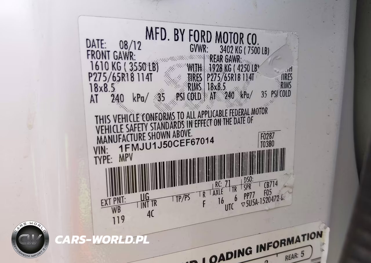 2012 Ford Expedition Xlt VIN:1FMJU1J50CEF67014 - 9