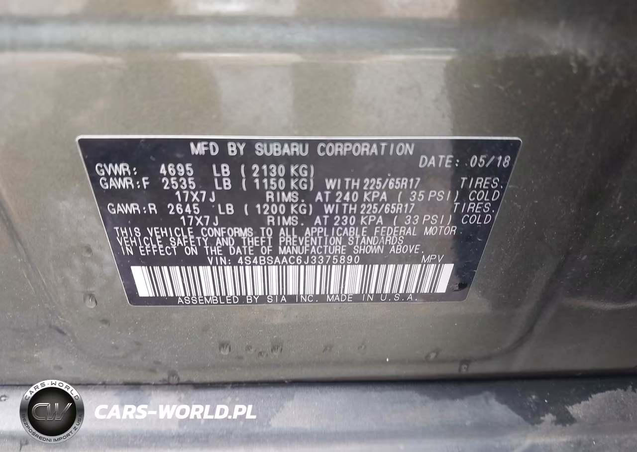 2018 Subaru Outback 2.5I VIN:4S4BSAAC6J3375890 - 9