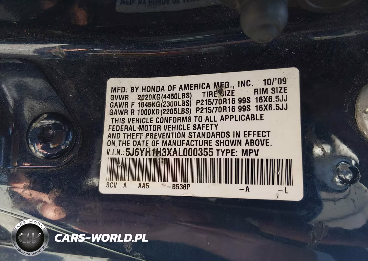 2010 Honda Element Lx VIN:5J6YH1H3XAL000355 - 9