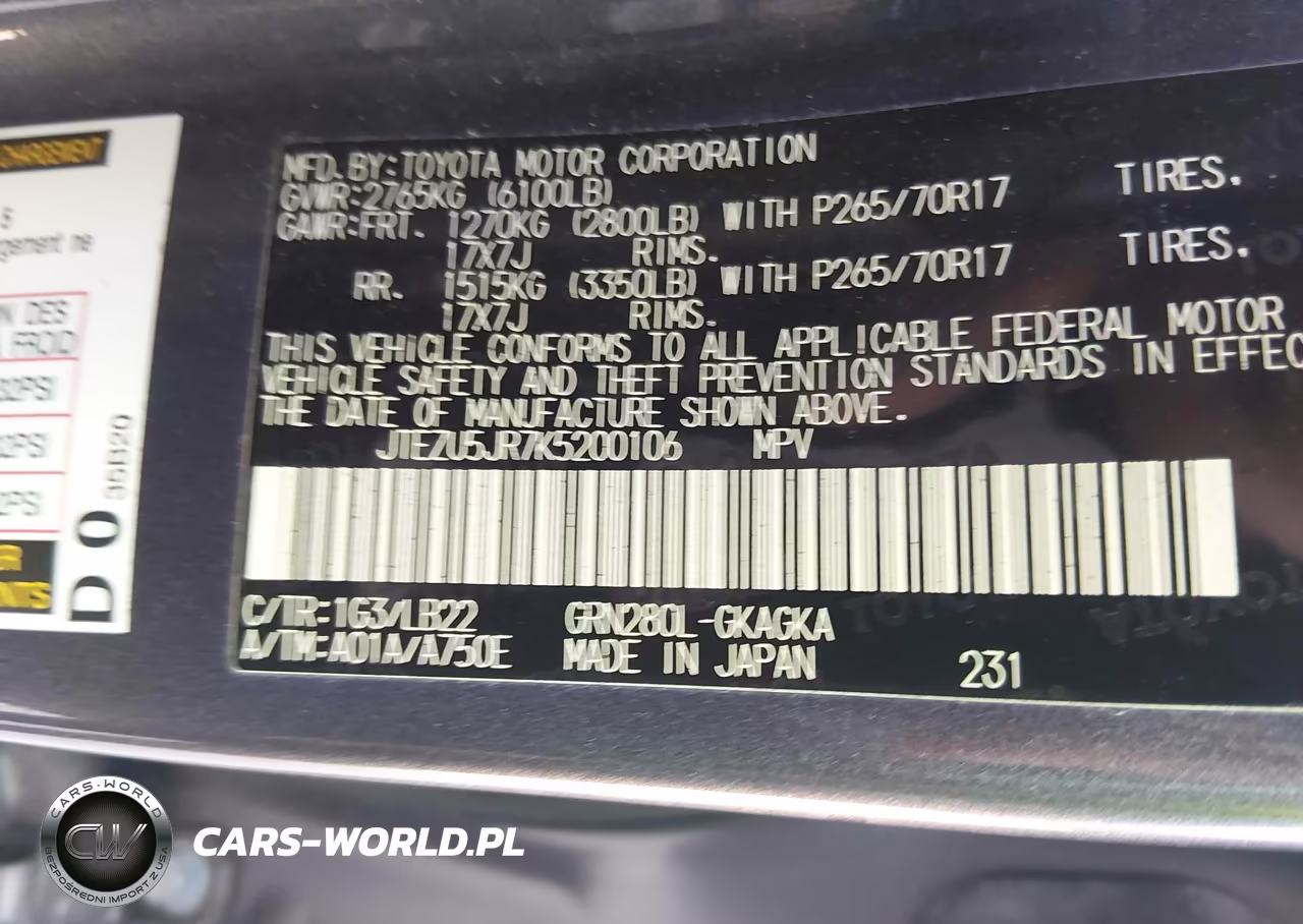 2019 Toyota 4Runner Sr5 Premium VIN:JTEZU5JR7K5200106 - 9