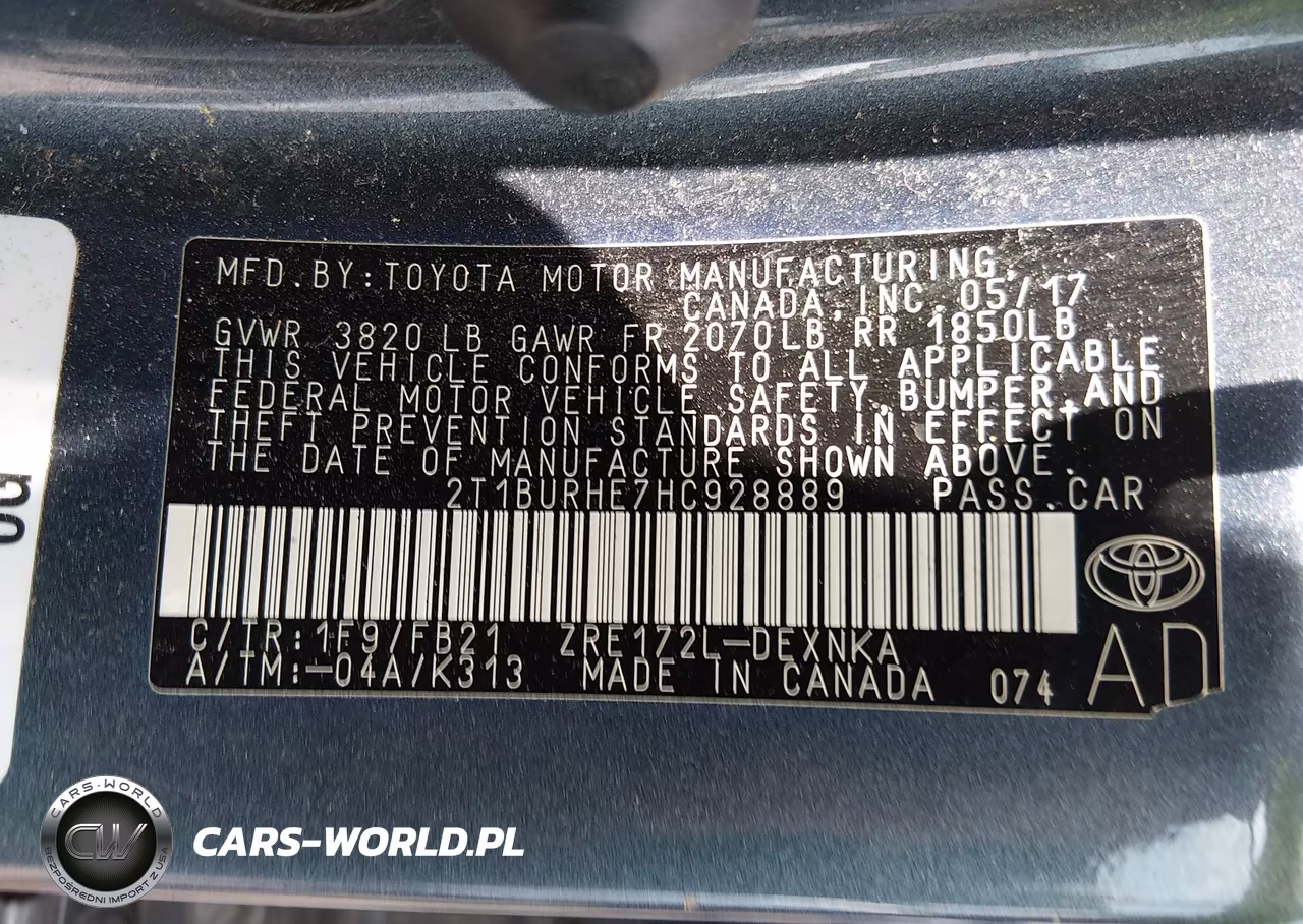 2017 Toyota Corolla Le VIN:2T1BURHE7HC928889 - 9