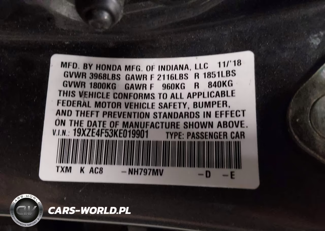 2019 Honda Insight Ex VIN:19XZE4F53KE019901 - 9