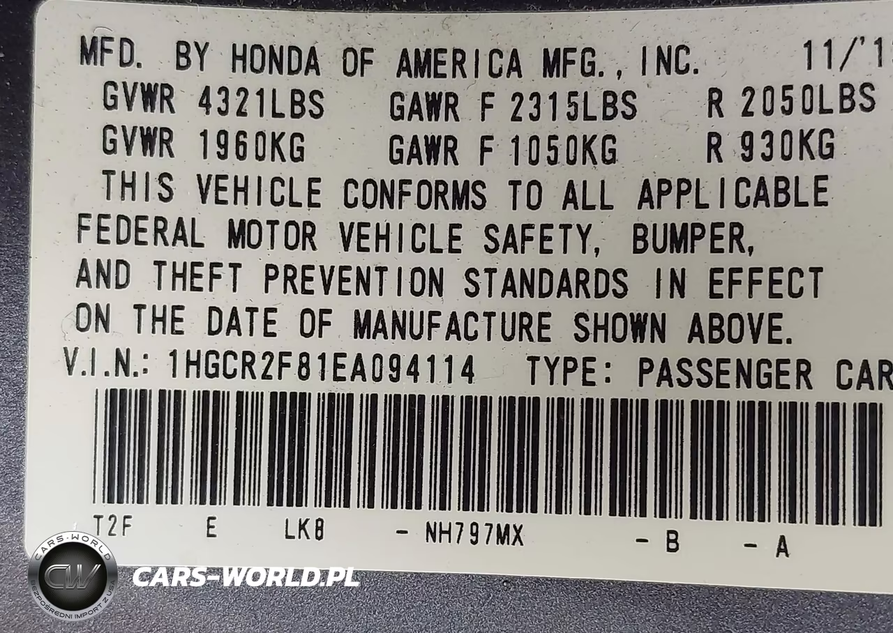 2014 Honda Accord Ex-L VIN:1HGCR2F81EA094114 - 9