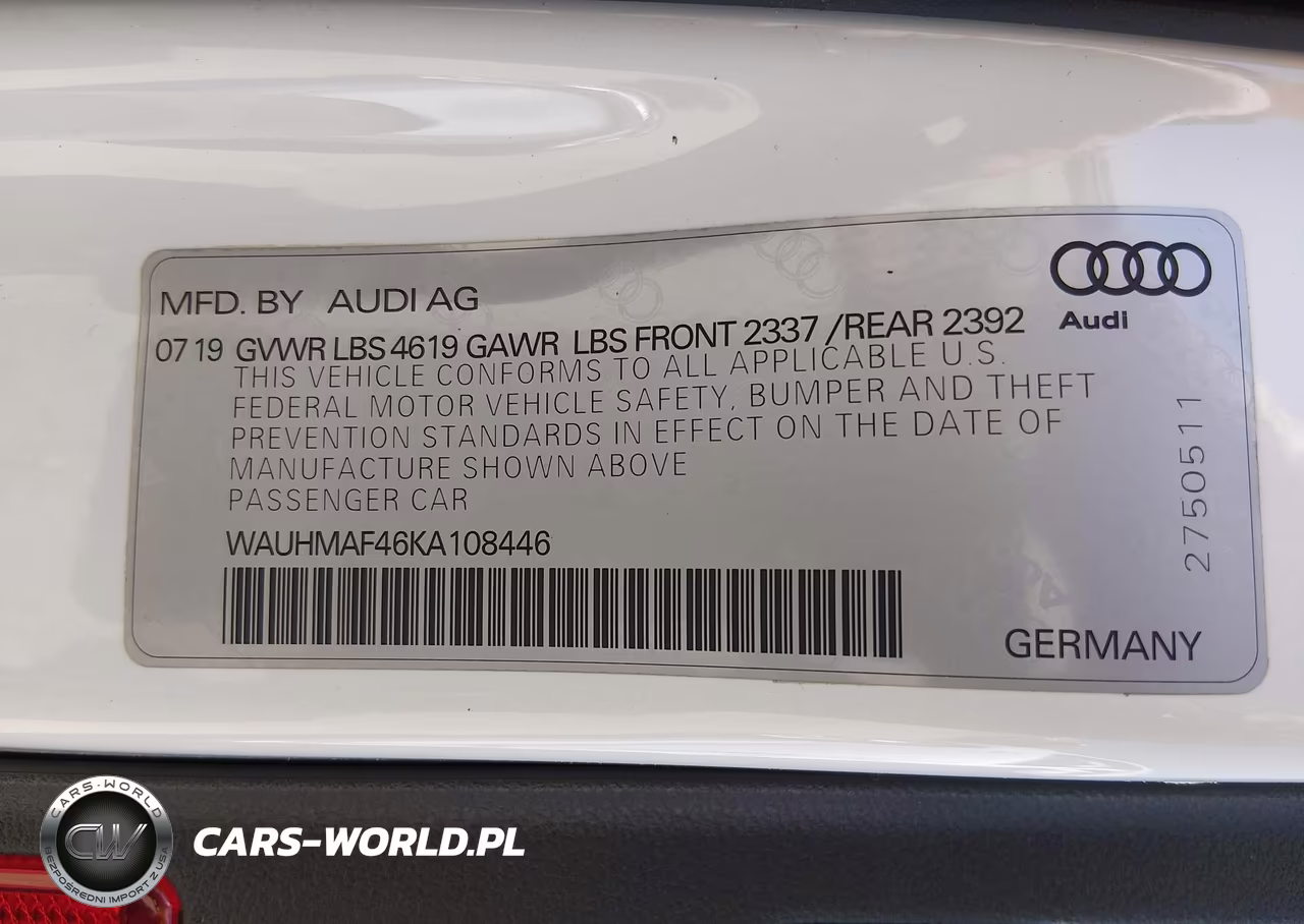 2019 Audi A4 40 Premium VIN:WAUHMAF46KA108446 - 9