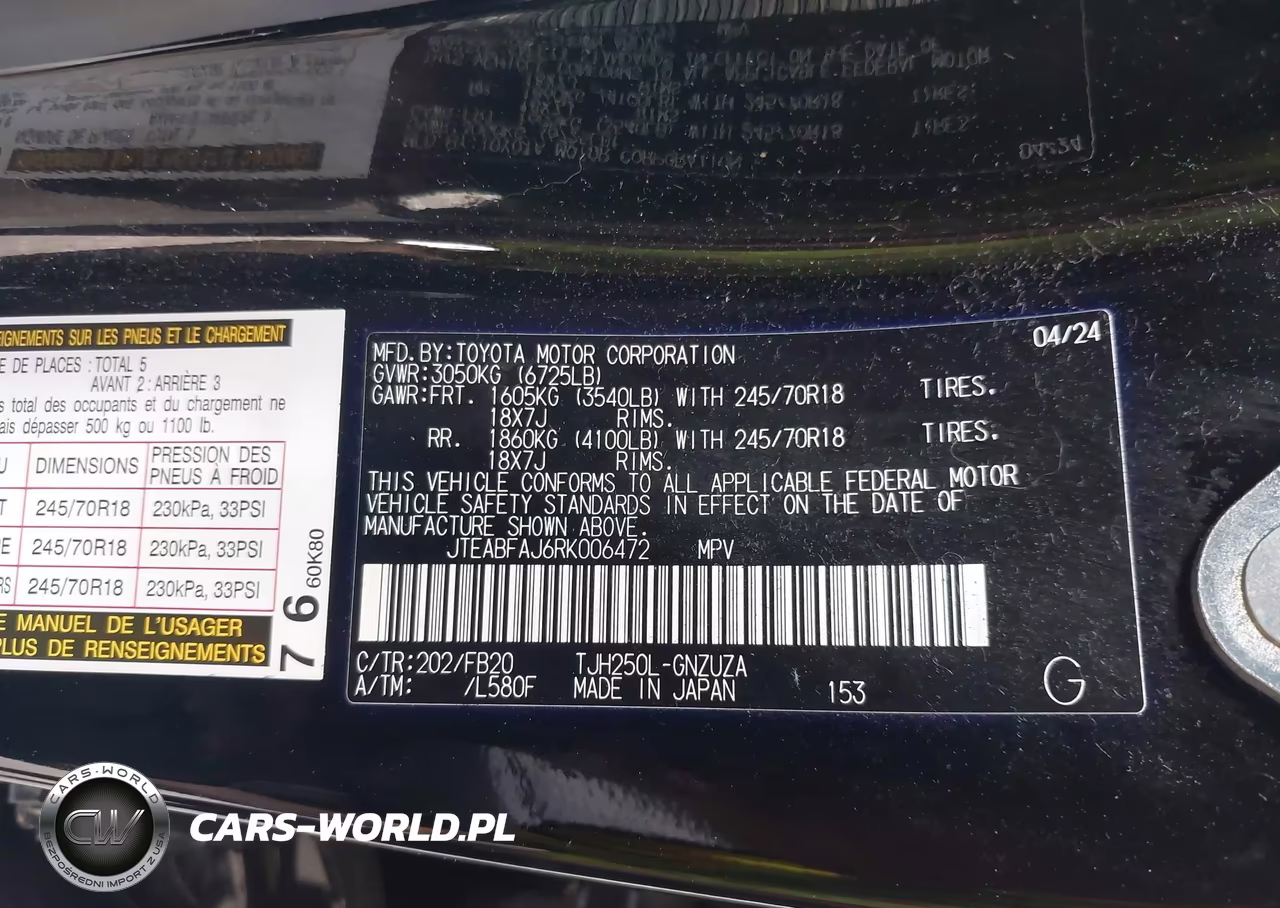 2024 Toyota Land Cruiser 1958 VIN:JTEABFAJ6RK006472 - 9