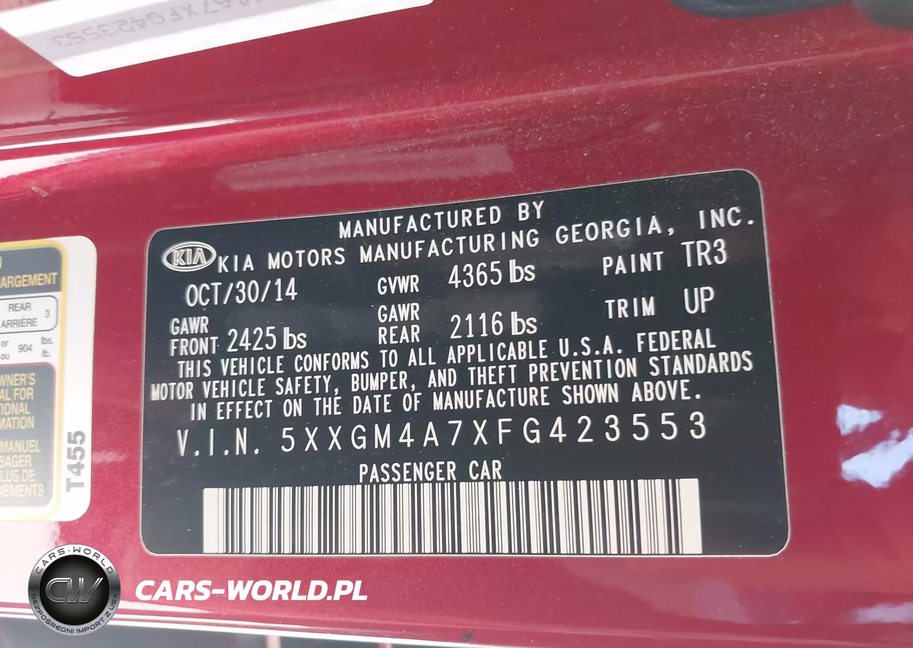 2015 Kia Optima Lx VIN:5XXGM4A7XFG423553 - 9