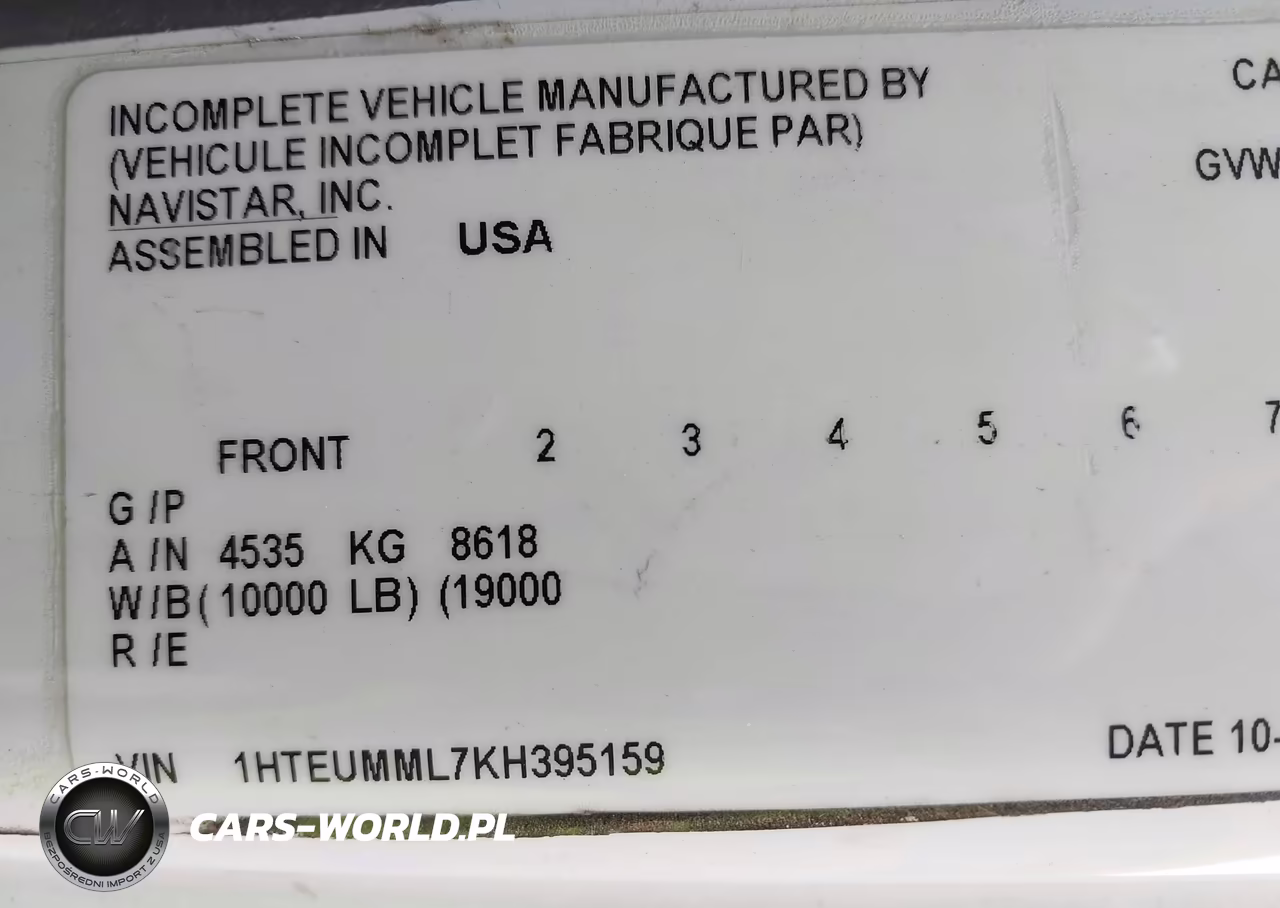 2019 International Mv VIN:1HTEUMML7KH395159 - 8