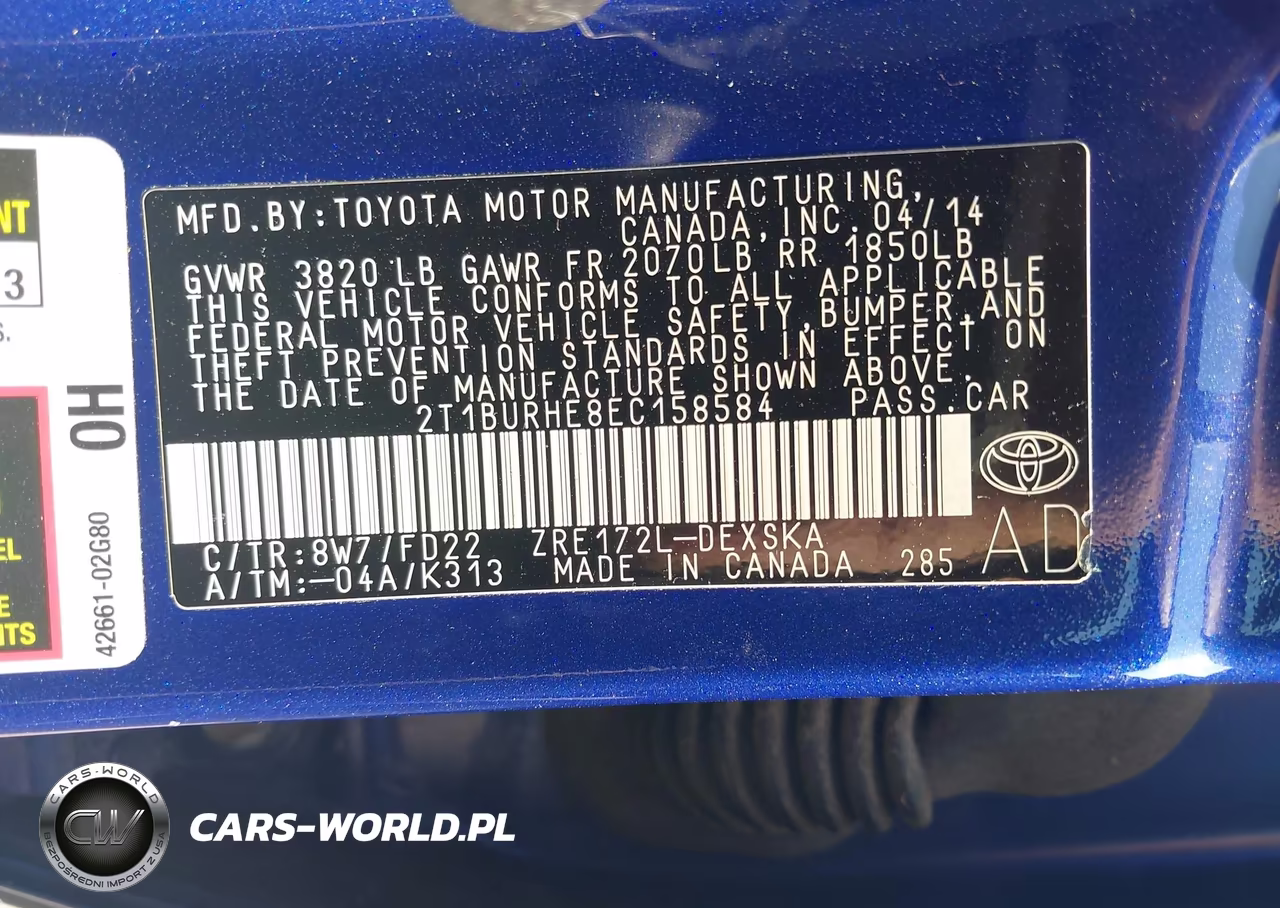 2014 Toyota Corolla S Plus VIN:2T1BURHE8EC158584 - 9
