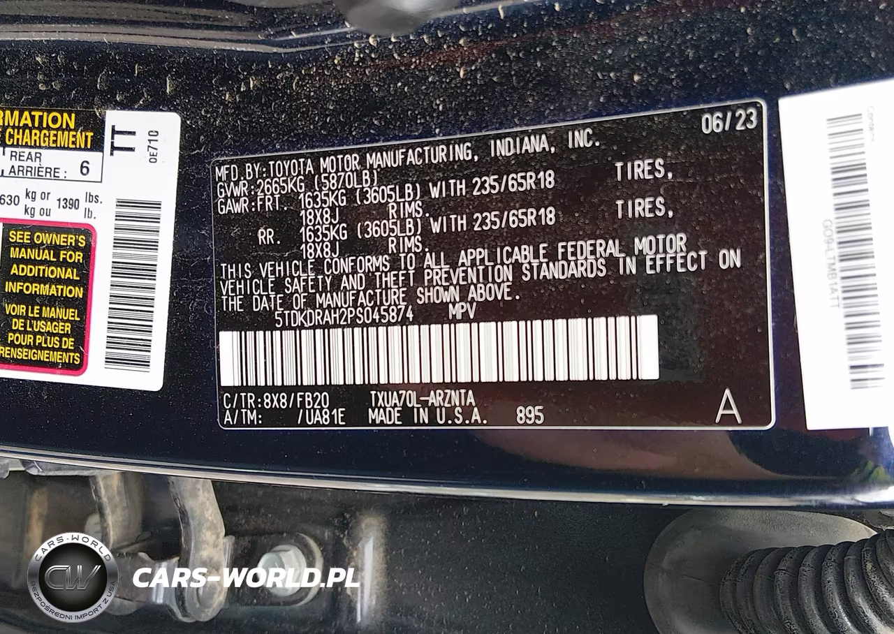 2023 Toyota Highlander Le VIN:5TDKDRAH2PS045874 - 9
