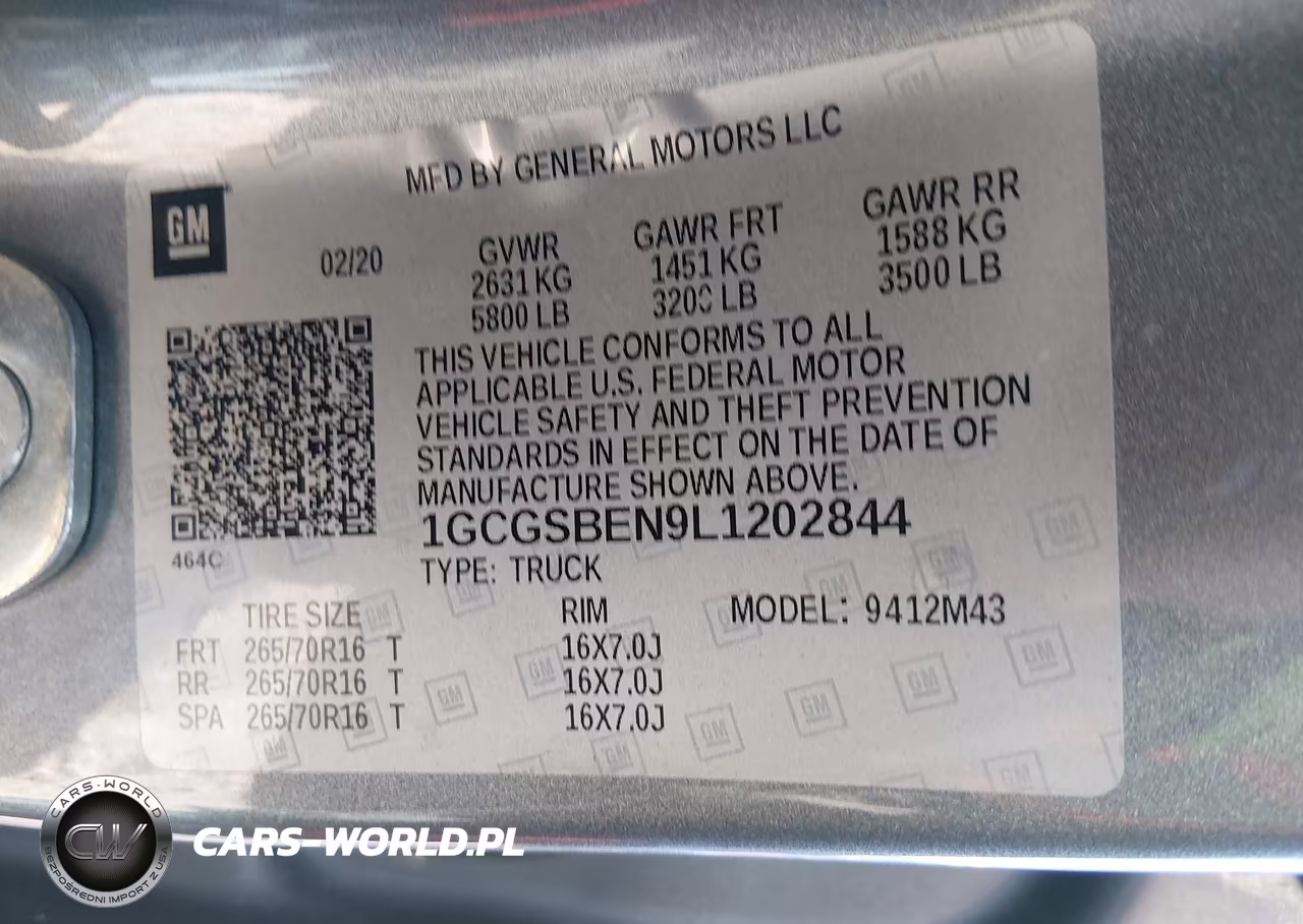 2020 Chevrolet Colorado 2Wd Short Box Wt VIN:1GCGSBEN9L1202844 - 9