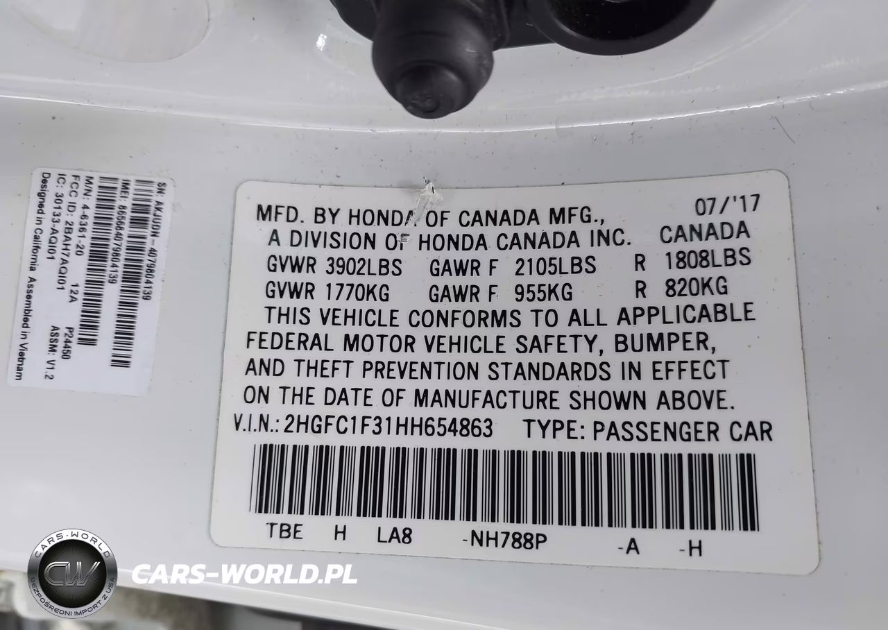 2017 Honda Civic Ex-T VIN:2HGFC1F31HH654863 - 9