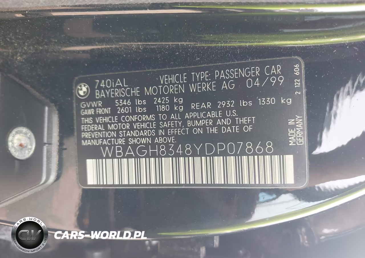 2000 BMW 740Il VIN:WBAGH8348YDP07868 - 9