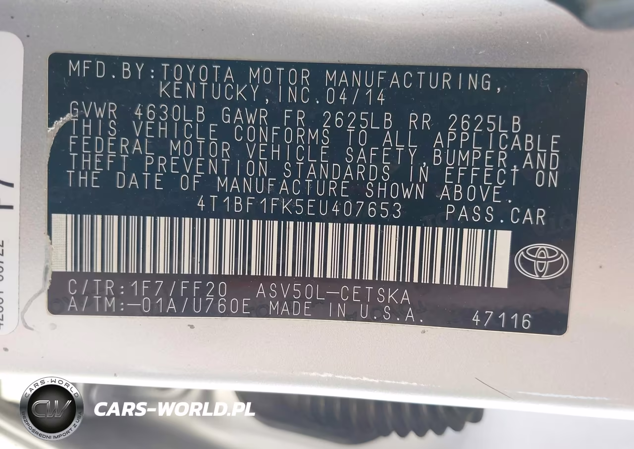 2014 Toyota Camry Se VIN:4T1BF1FK5EU407653 - 9