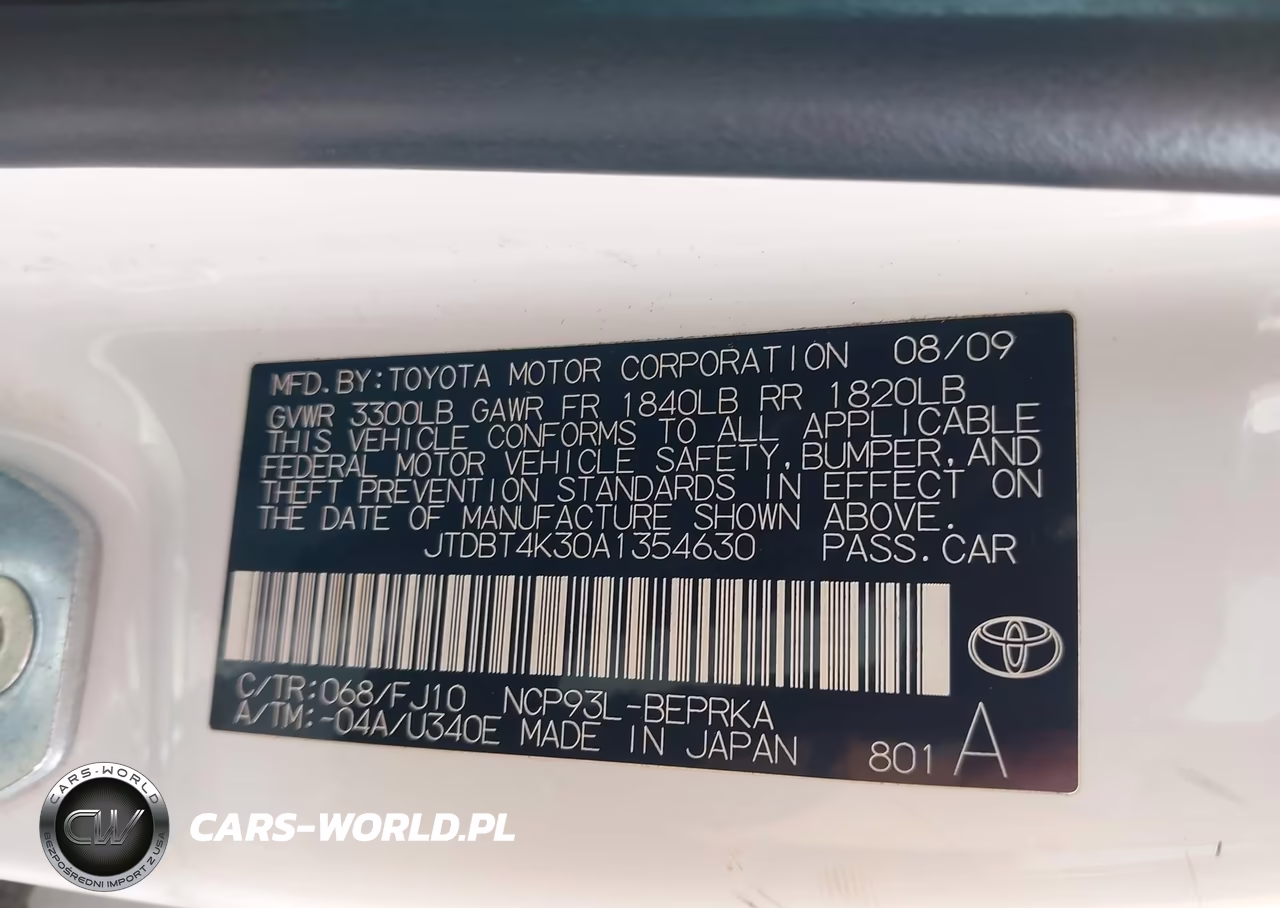 2010 Toyota Yaris VIN:JTDBT4K30A1354630 - 9