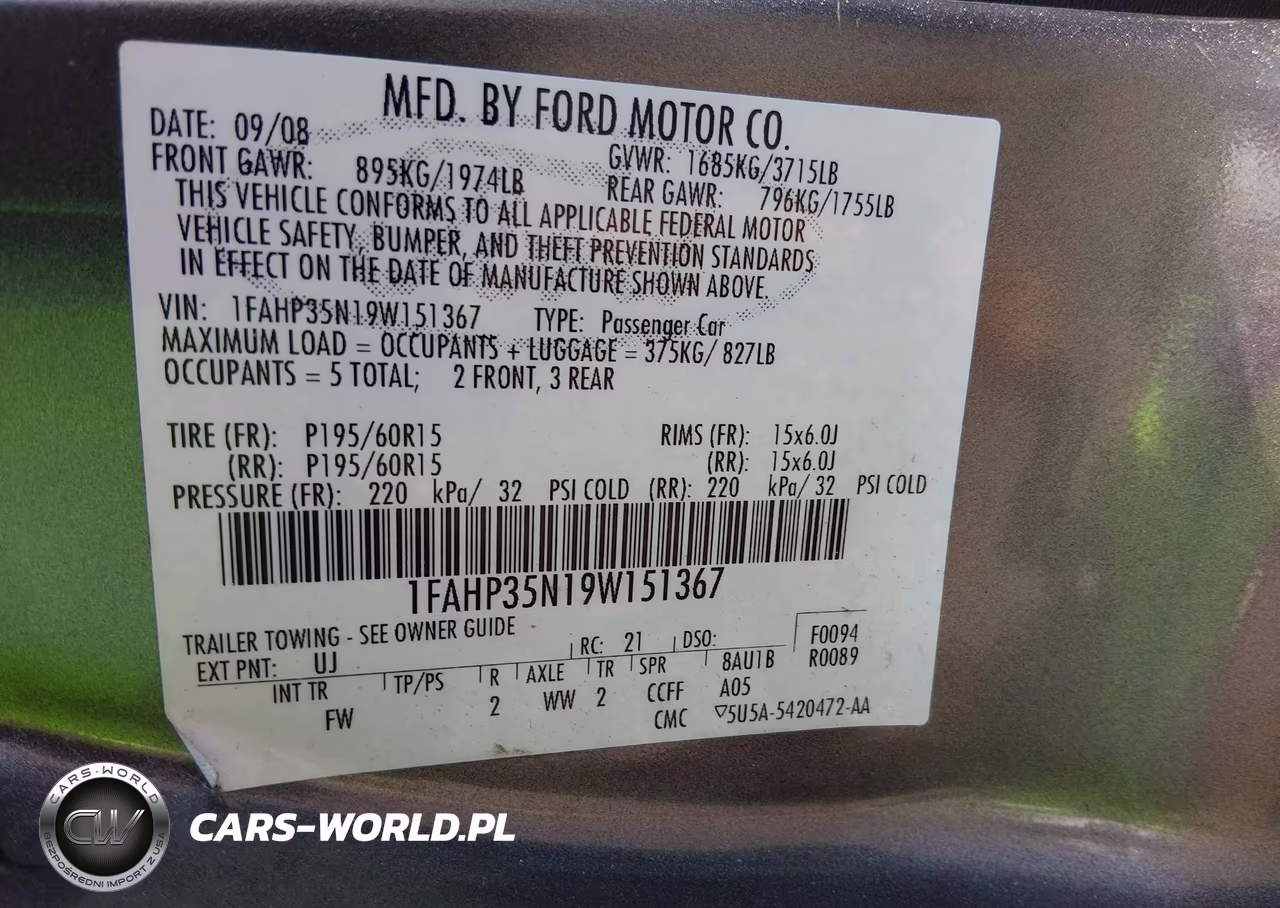 2009 Ford Focus Se VIN:1FAHP35N19W151367 - 9