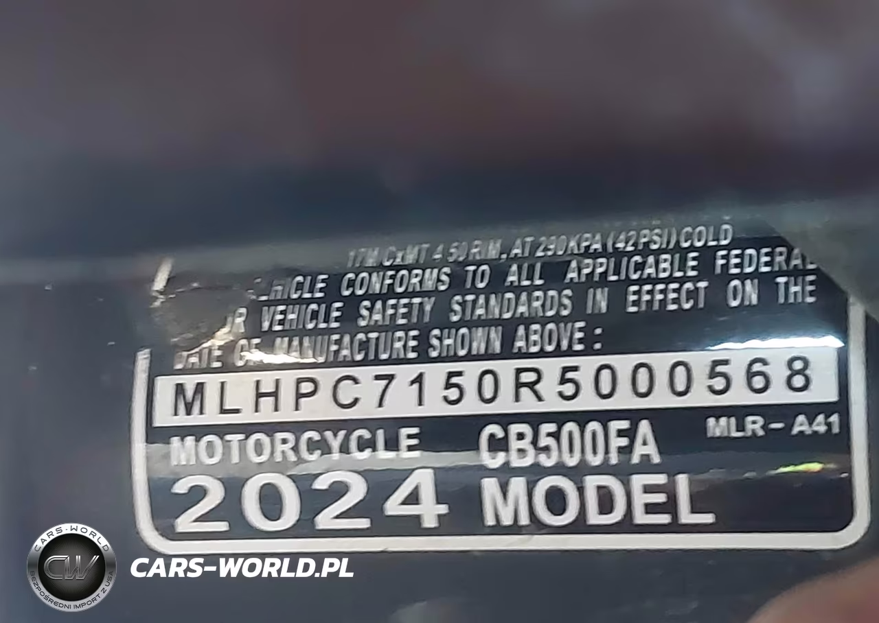 2024 Honda Cb500 F VIN:MLHPC7150R5000568 - 10