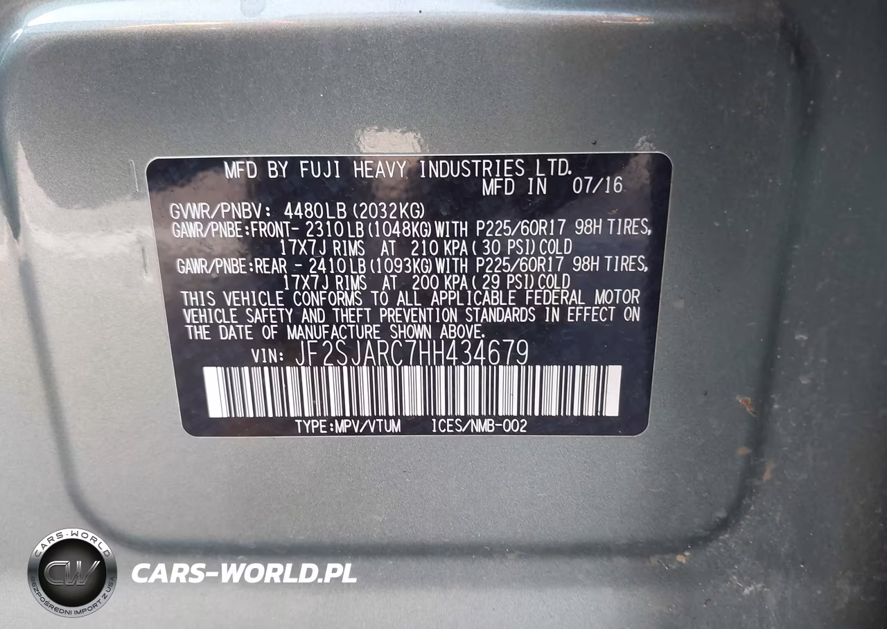 2017 Subaru Forester 2.5I Limited VIN:JF2SJARC7HH434679 - 9