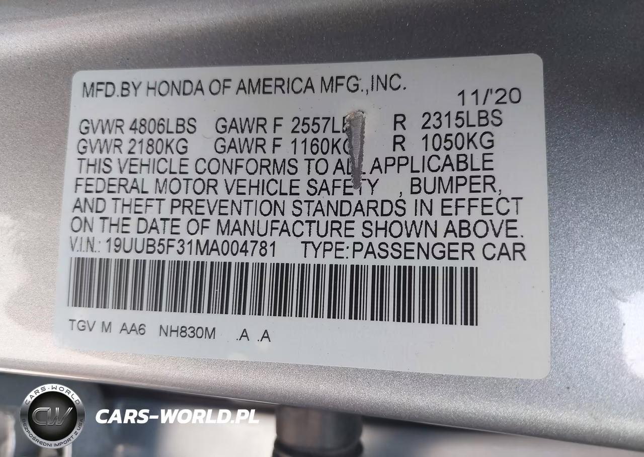 2021 Acura Tlx Standard VIN:19UUB5F31MA004781 - 9