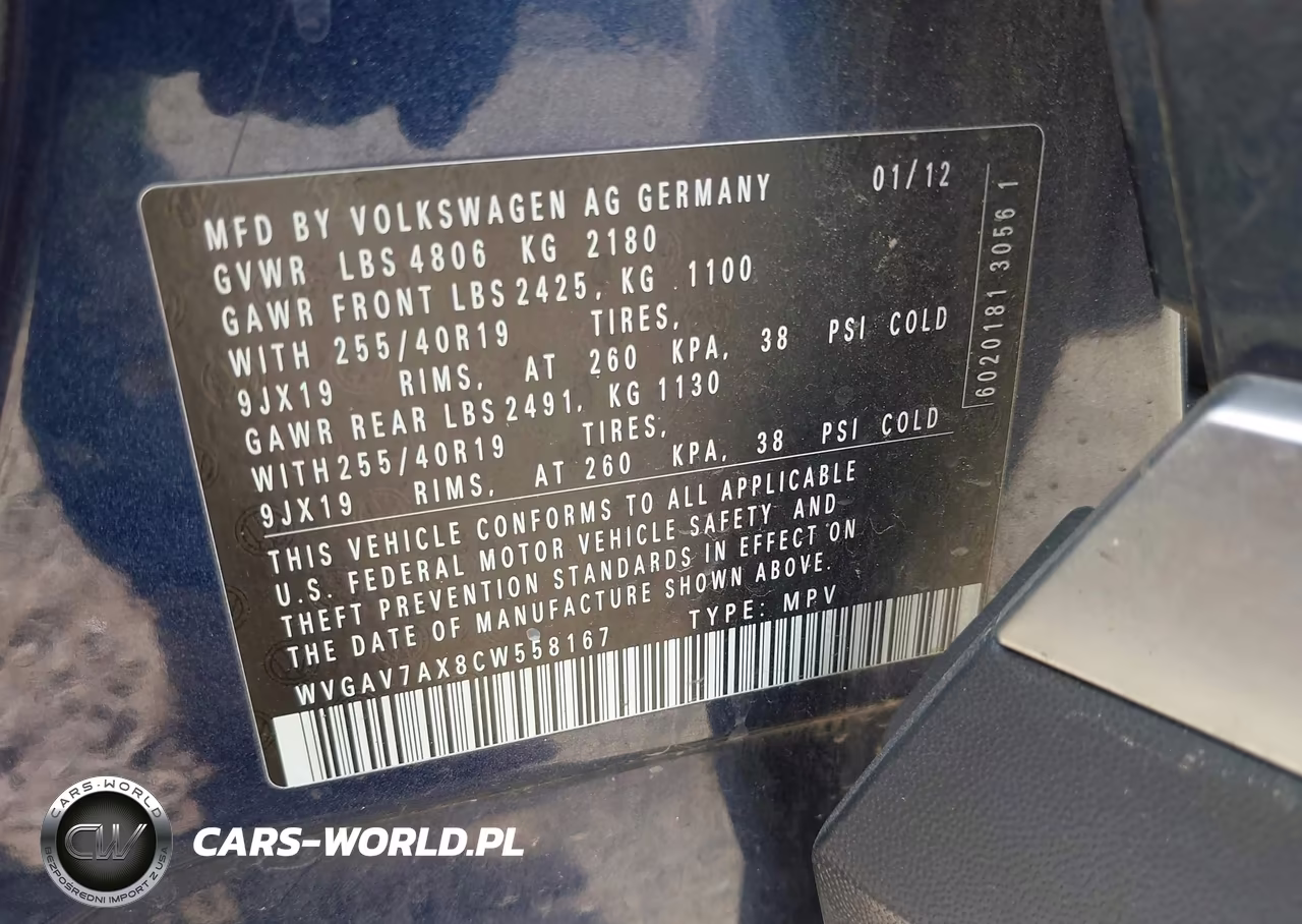 2012 Volkswagen Tiguan Sel VIN:WVGAV7AX8CW558167 - 9
