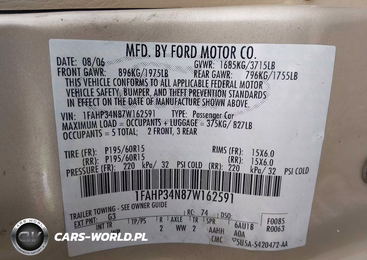 2007 Ford Focus S-Se-Ses VIN:1FAHP34N87W162591 - 9